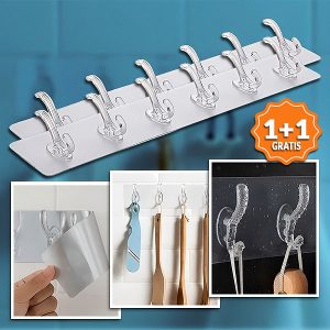 Cuier flexibil autoadeziv cu 6 cârlige (1+1 GRATIS) | HEXHOOK